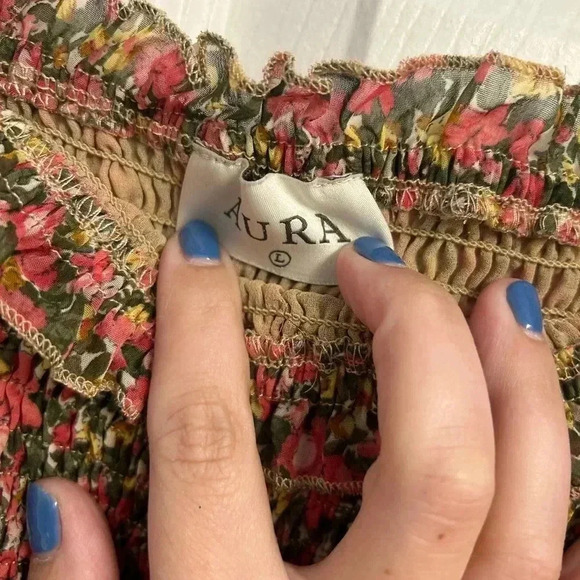 Women’s Aura Floral Stretch Dress 3/4 Sleeve Dress Size Large - Picture 6 of 6